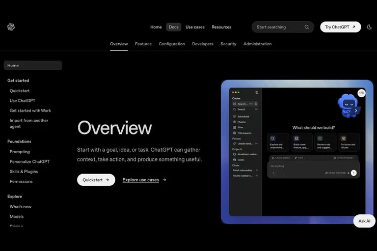 Codex公式ドキュメントの画面