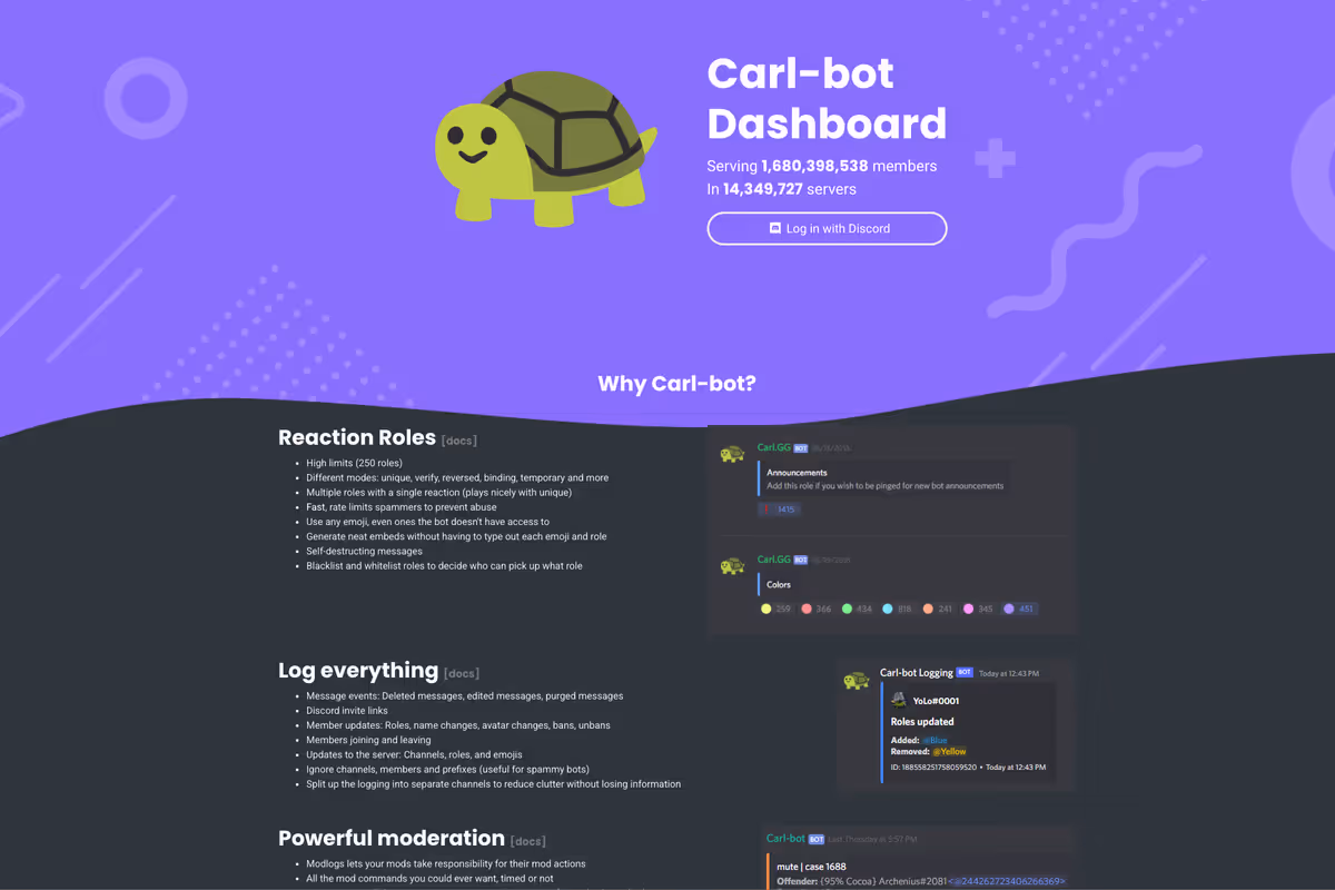 Carl-botの公式サイト画面