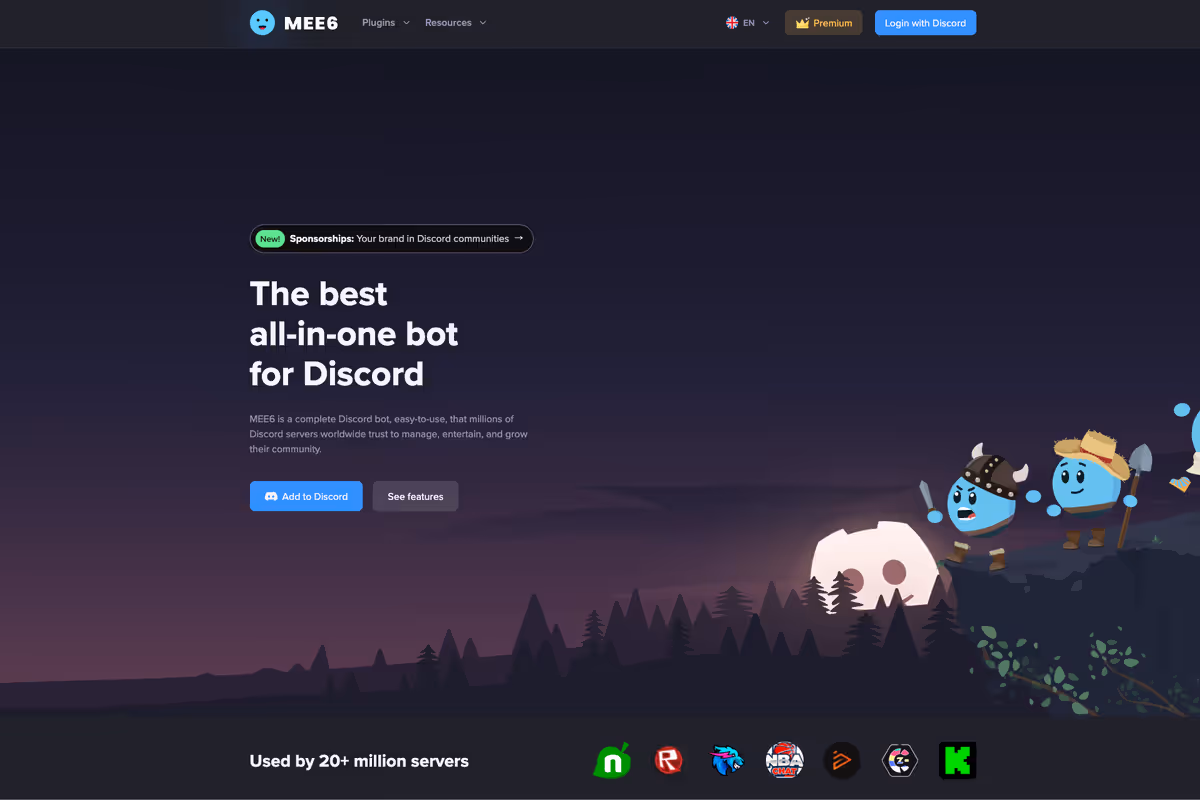MEE6の公式サイト画面